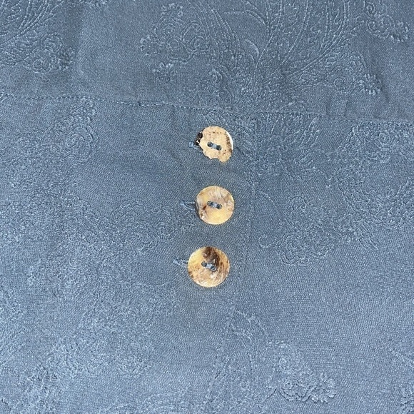 CITRON Silk Asian Floral Jacquard Wide Leg High Waist Crop Palazzo Pant Blue S - Picture 8 of 10